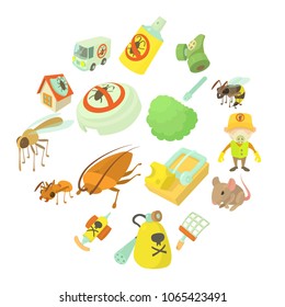 Pest control terminate icons set. Cartoon illustration of 16 pest control terminate, vector icons for web