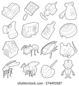 Pest control terminate icons set. Outline illustration of 16 pest control terminate, vector icons for web