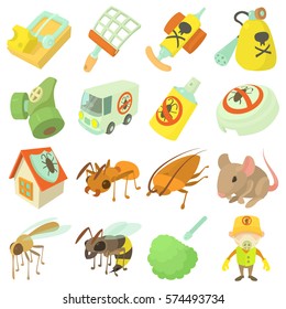 Pest control terminate icons set. Cartoon illustration of 16 pest control terminate, vector icons for web