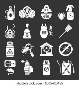 Pest control tools icons set vector white isolated on grey background 