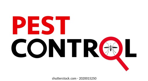 Pest control web banner such as insects. silhouette of a mosquito under a magnifying glass on a white background 