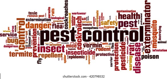 Pest Control Word Cloud Concept. Vector Illustration