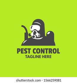 Pest control worker with sprayer logo design