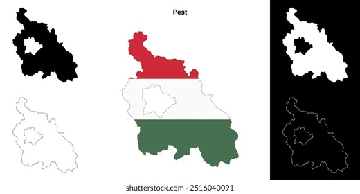 Conjunto de mapa de contorno del condado de Pest