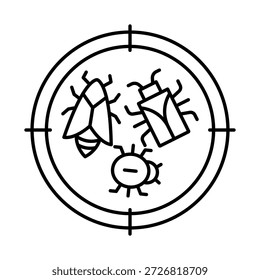 Icono de detección de plagas: objetivo de insectos con símbolo de alerta que representa la Identificación temprana y la prevención de amenazas de Recortar Icono de Vector