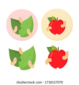 hojas y frutas de la alimentación de plagas, problema agrícola, ilustración vectorial, con fondo transparente