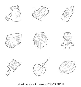 Pest extermination icons set. Outline set of 9 pest extermination vector icons for web isolated on white background
