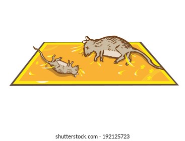 Pest Glue Trap Vector. Glued Household Rodents.