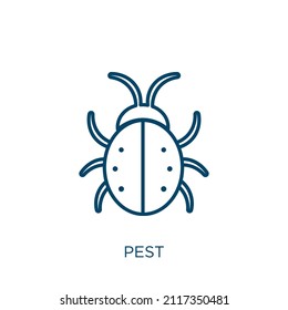 pest icon. Thin linear pest outline icon isolated on white background. Line vector pest sign, symbol for web and mobile