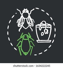Pest identifier chalk RGB color concept icon. Indoor plants concern. Flowers care. Getting rid of bugs in houseplants idea. Vector isolated chalkboard illustration on black background