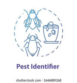 Icono de concepto de identificador de plagas. Las plantas interiores se ocupan. A las flores les importa. Deshacerse de los bichos en las plantas domésticas idea ilustración de línea delgada. Dibujo de color RGB con contorno aislado del vector