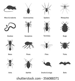 Pest and insect control icons set. Vector EPS8 illustration.