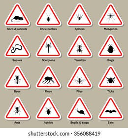Pest and insect control icons set. Vector EPS10 illustration.