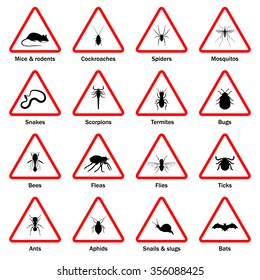 Pest and insect control icons set. Vector EPS8 illustration.