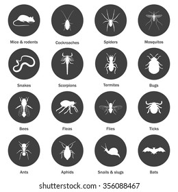 Pest and insect control icons set. Vector EPS8 illustration.