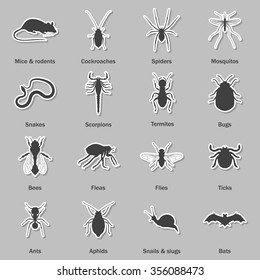 Pest and insect control icons set. Vector EPS10 illustration.