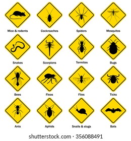 Pest and insect control icons set. Vector EPS8 illustration.
