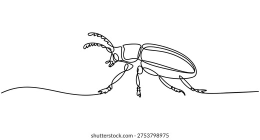  pest insect crawling continuous one line drawing, continuous line cockroach. pest cockroach drawn in one line. single line vector illustration, 