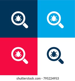 Pest observation four color material and minimal icon logo set in red and blue