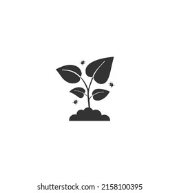 Pest plant icon, damage crop for aphid attack, harmful insect, tick or bug, editable stroke vector illustration flat sign