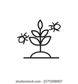 Pest plant icon flat line symbol set.