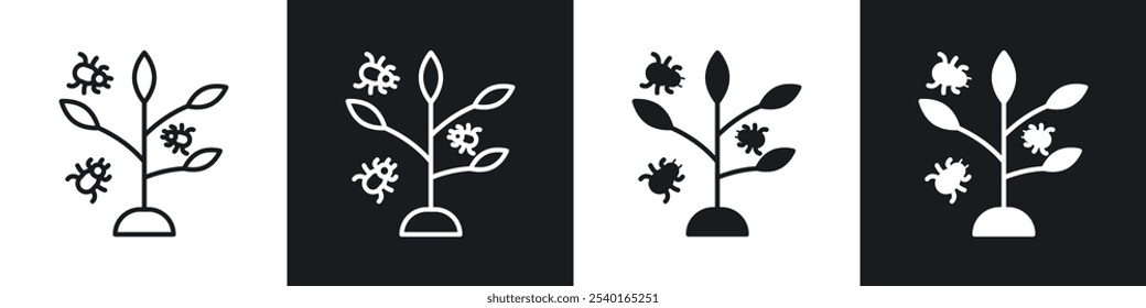 Pest plant icon set. Vector symbols in black and white colors.