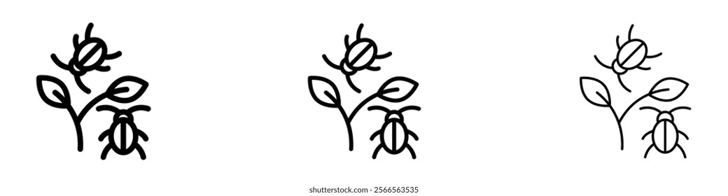 Pest plant icon in tree different line stroke sizes.