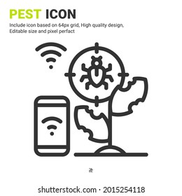 Pest And Plant Icon Vector With Outline Style Isolated On White Background. Vector Illustration Parasite Sign Symbol Icon Concept For Digital Farming, Logo, Industry, Agriculture, Apps And All Project