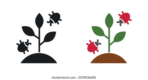 Pest plant icons in black and colored version