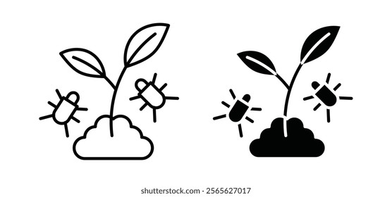 Pest plant icons in black and white colors