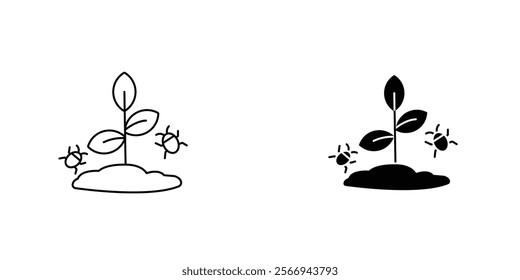 Pest plant icons. black and white vector set.