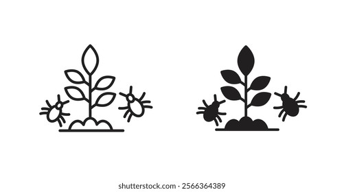 Pest plant icons in line stroke and flat versions