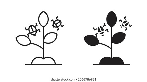 Pest plant vector line icon illustration