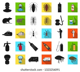 Pest, poison, personnel and equipment black,flat icons in set collection for design. Pest control service vector symbol stock web illustration.