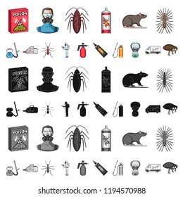 Pest, poison, personnel and equipment cartoon icons in set collection for design. Pest control service vector symbol stock web illustration.