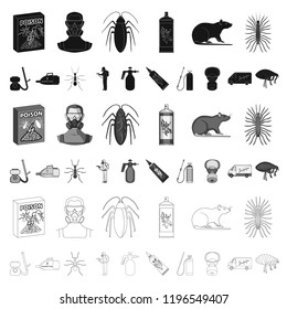 Pest, poison, personnel and equipment cartoon icons in set collection for design. Pest control service vector symbol stock web illustration.