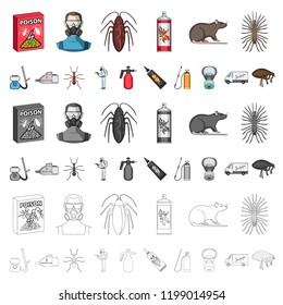 Pest, poison, personnel and equipment cartoon icons in set collection for design. Pest control service vector symbol stock web illustration.