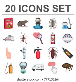 Pest, poison, personnel and equipment cartoon icons in set collection for design. Pest control service vector symbol stock web illustration.