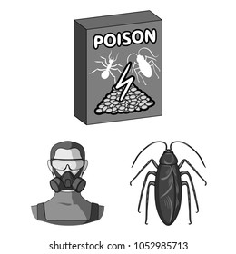 Pest, poison, personnel and equipment monochrome icons in set collection for design. Pest control service vector symbol stock web illustration.