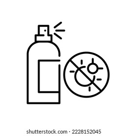 Spray repelente de plagas. Icono de línea de trazo de píxeles perfecto, modificable