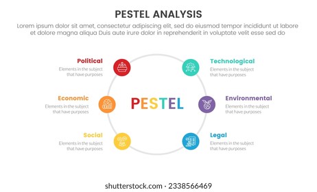 herramienta de análisis de negocio de pestañas infografía de marco de trabajo con pequeño círculo circular de 6 puntos concepto de etapas de presentación de diapositivas