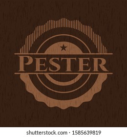 Pester wooden emblem. Retro. Vector Illustration.