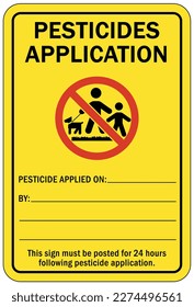 Pesticide application warning sign and labels