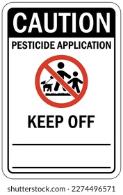 Pesticide application warning sign and labels