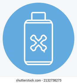 Pesticide Bottle Icon in trendy blue eyes style isolated on soft blue background