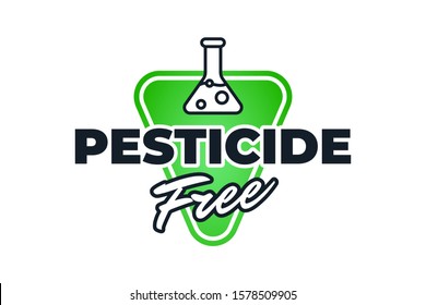 Pesticide Free Green Badge For Diet Control Icon. Non Toxic No Fungicide And Insecticide Ingredient Organic Healthy Food Label. Vector Natural Eco Product Symbol Illustration