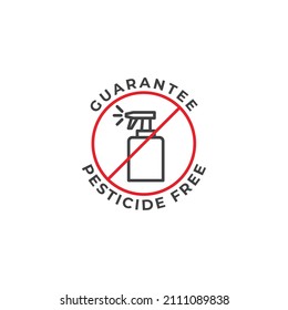 Pesticide free, guarantee label. Vector icon template