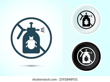 Pesticide free icon design illustration. Certified natural product sticker symbol illustration. Color black and white