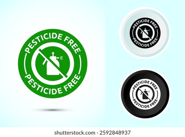 Pesticide free icon design illustration. Certified natural product sticker symbol illustration. Color black and white