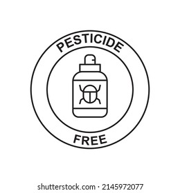 Pesticide Free Label Free Icon In Black Line Style Icon, Style Isolated On White Background